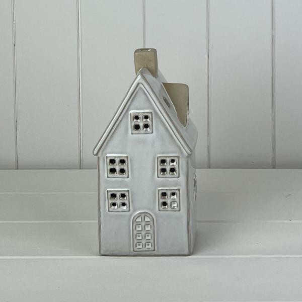 Glazed Ceramic House Ornament with Textured Detail and LED - Home Decor - British D'sire
