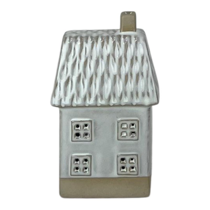 Glazed Ceramic House Ornament with Textured Detail and LED - Home Decor - British D'sire Main image