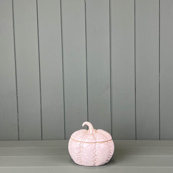 Glazed Ceramic Pumpkin Jar with Textured Detail Secondary image