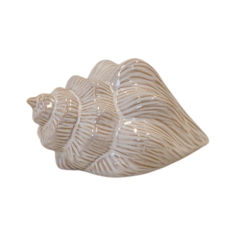 Glazed Ceramic Shell Ornament with Textured Detail - Home Decor - British D'sire