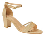 Glitter Ankle Strap Block Heel Diamante Shoes - Heels - British D'sire