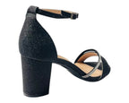 Glitter Ankle Strap Block Heel Diamante Shoes - Heels - British D'sire