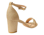 Glitter Ankle Strap Block Heel Diamante Shoes - Heels - British D'sire