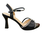 Glitter Diamante Ankle Strap Spool Heel Shoes - Heels - British D'sire