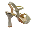 Glitter Diamante Ankle Strap Spool Heel Shoes - Heels - British D'sire
