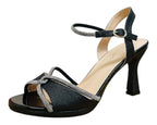 Glitter Diamante Ankle Strap Spool Heel Shoes - Heels - British D'sire