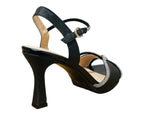Glitter Diamante Ankle Strap Spool Heel Shoes - Heels - British D'sire
