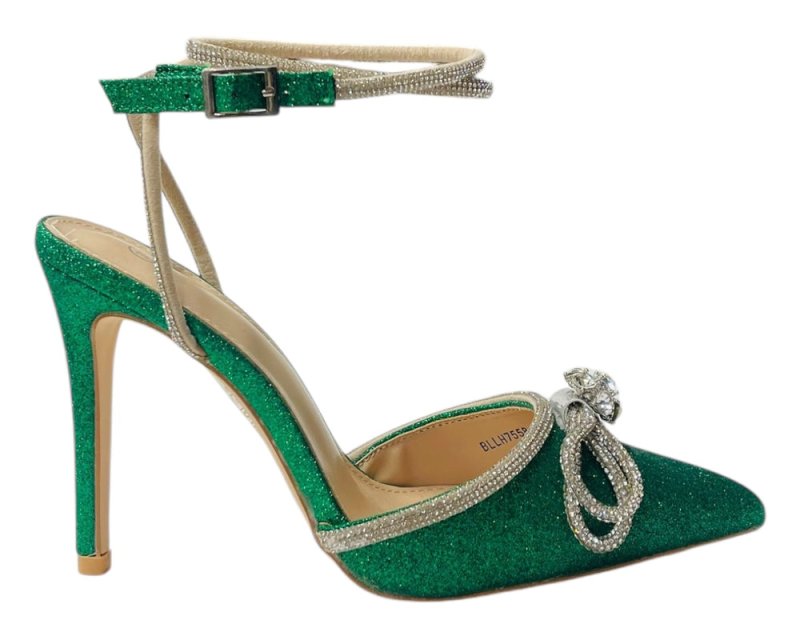 Glitter Diamante Stiletto Heel Shoes - Heels - British D'sire
