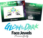 Glow in the Dark Face Jewels Stickers - Halloween temporary tattoo face gems - Luminous glow Face Gems - great with fake blood, glowsticks, glow in the dark face paint, uv face paint - Face Jewels Stickers - British D'sire