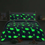 Glow in the Dark Teddy Dinosaur Design Bedding Cute Kids Duvet Set - Double - British D'sire