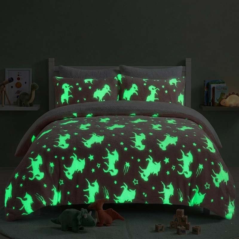 Glow in the Dark Teddy Unicorn Design Bedding Cute Kids Duvet Set - Single Secondary image