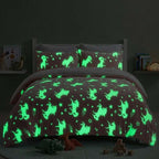 Glow in the Dark Teddy Unicorn Design Bedding Cute Kids Duvet Set - Single - British D'sire