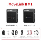 Godox MoveLink II M1 Wireless Lavalier Microphone System with Transmitters and Receiver for DSLR Cameras and Camcorders (Black) - British D'sire