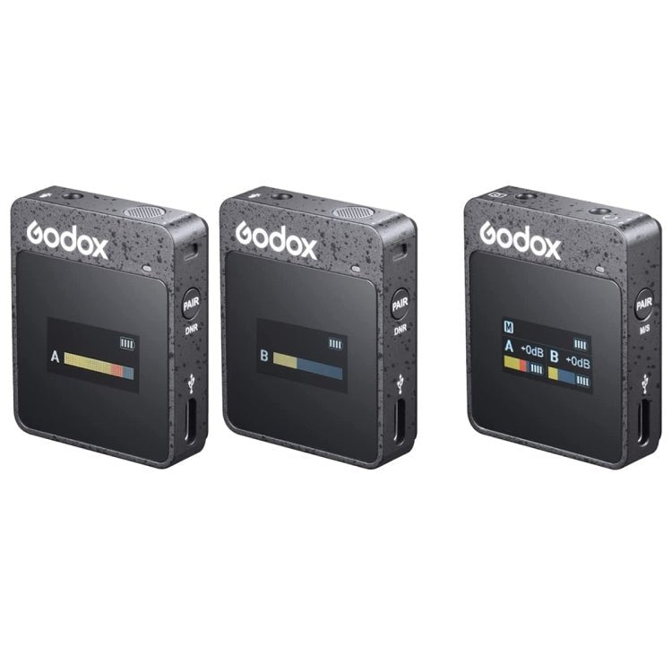 Godox MoveLink II M2 Wireless Lavalier Microphone System with 2 Transmitters and 1 Receiver for DSLR Cameras and Camcorders (Black) - British D'sire Main image