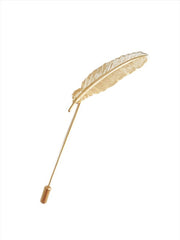 Gold Feather Lapel Pin - All Products - British D'sire