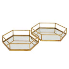Gold Hexagon Set of Two Trays - Serving Tray - British D'sire