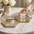 Gold Hexagon Set of Two Trays - Serving Tray - British D'sire
