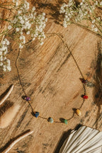 Gold Tone 7 Chakra Raw Stone Crystal Necklace - Necklaces - British D'sire