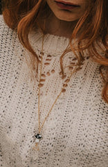 Gold Tone Black Mushroom & Raw Quartz Pendant Necklace - Necklaces - British D'sire