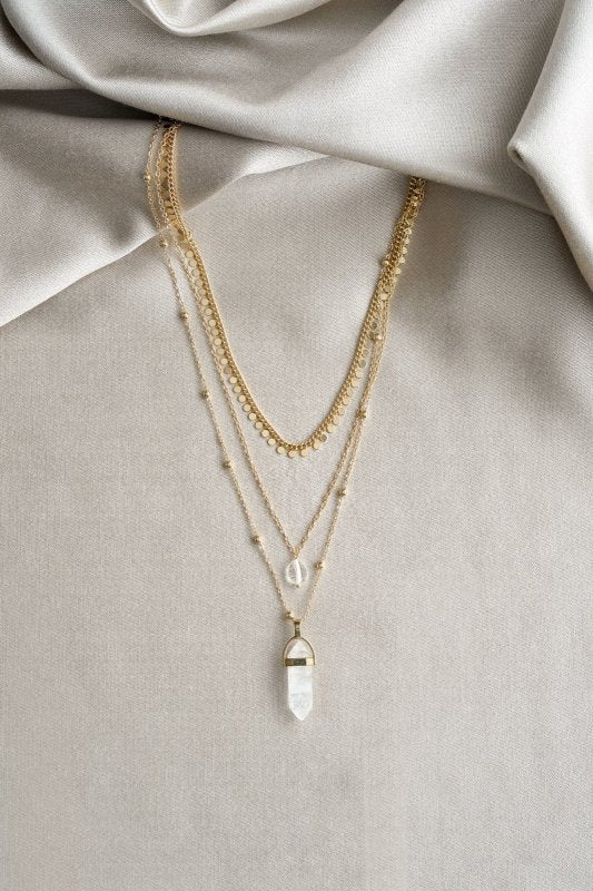 Gold Tone Layered Quartz Necklace - Necklaces - British D'sire Main image