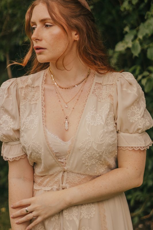 Gold Tone Layered Quartz Necklace - Necklaces - British D'sire