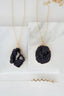 Gold Tone Long Length Maxi Raw Black Agate Pendant Necklace - Necklaces - British D'sire