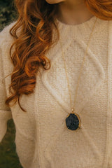 Gold Tone Long Length Maxi Raw Black Agate Pendant Necklace - Necklaces - British D'sire