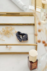 Gold Tone Long Length Maxi Raw Black Agate Pendant Necklace - Necklaces - British D'sire