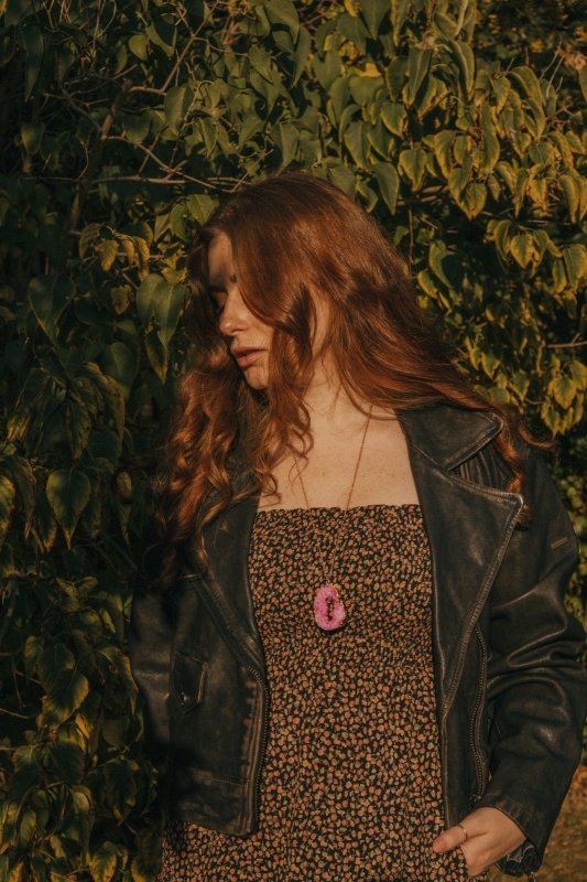 Gold Tone Long Length Maxi Raw Pink Agate Pendant Necklace - Necklaces - British D'sire