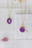 Gold Tone Long Length Mini Raw Purple Agate Pendant Necklace - Necklaces - British D'sire