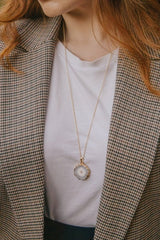 Gold Tone Long Length Mini Raw Quartz Pendant Necklace - Necklaces - British D'sire