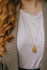 Gold Tone Long Length Mini Raw Yellow Agate Pendant Necklace - Necklaces - British D'sire