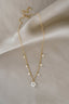 Gold Tone Moonstone Flower Pendant Necklace - Necklaces - British D'sire
