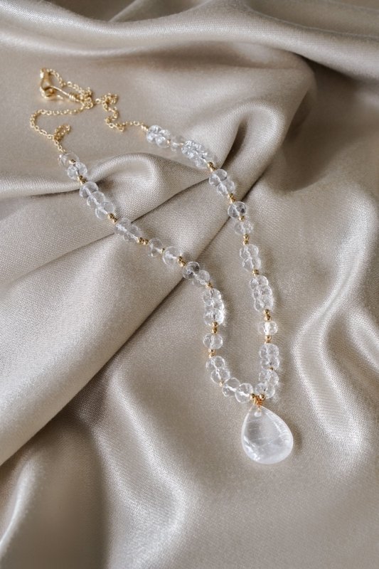 Gold Tone Quartz Longer Length Necklace - Necklaces - British D'sire Main image