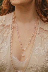 Gold Tone Quartz Longer Length Necklace - Necklaces - British D'sire