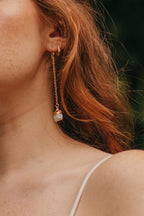 Gold Tone Raw Moonstone Dangle Drop Earrings - Earrings - British D'sire