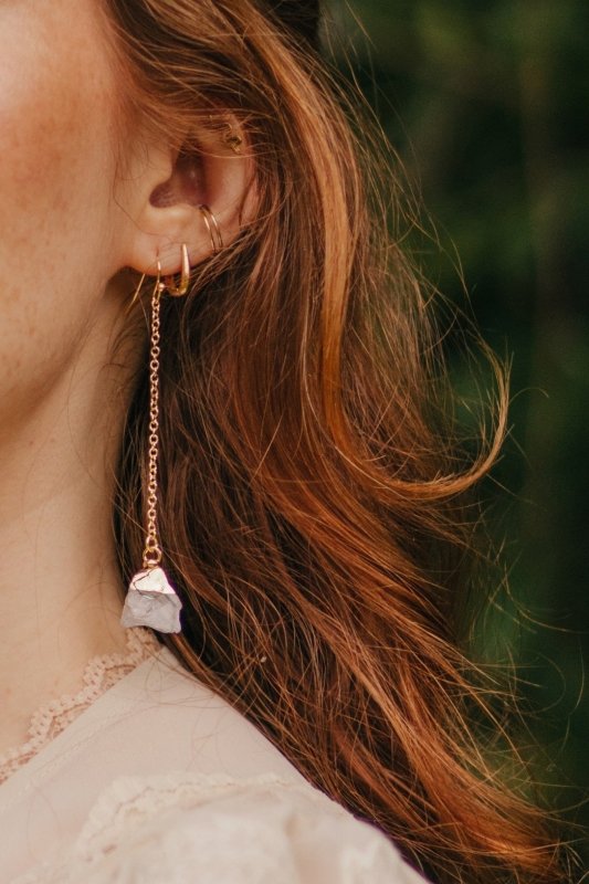 Xander Kostroma -Clear Quartz Drop Earrings –14ct Gold-Plated Chain, Master Healer for Energy, Immunity & Balance –For Fashion with healing power Secondary image