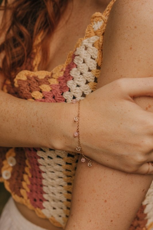 Xander Kostroma Gold Tone Rose Quartz & Clear Quartz Bracelet – Adjustable 17cm + extension Healing Jewelry for Love, Clarity & Emotional Balance, Ideal for Women & Wellness Enthusiasts Secondary image
