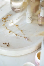Gold Tone Rose Quartz Pendant Moon & Star Pendant Necklace - Necklaces - British D'sire