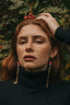 Gold Tone XL Mushroom & Quartz Tassel Drop Hoop Earrings - Earrings - British D'sire