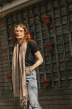 Gold Vintage Lace and Paisley Pashmina with Tassels - Scarves & Snoods - British D'sire