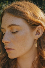 Gold Wire Citrine Hoop Earrings - Earrings - British D'sire