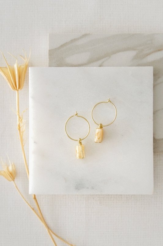 Xander Kostroma - Gold Wire Citrine Hoop Earrings - Handcrafted 14ct Gold-Plated Hoops - Enhances Concentration and Joy - Unique Women's Jewelry - 3.5cm Length - Perfect Gift for Elegance and Style Secondary image