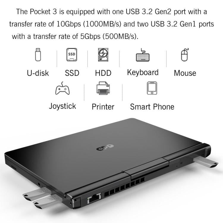 GPD Pocket 3 Handheld PC, 16GB+512GB, 8 inch Windows 11 Home Intel Core i3 - 1125G4, US Plug - British D'sire