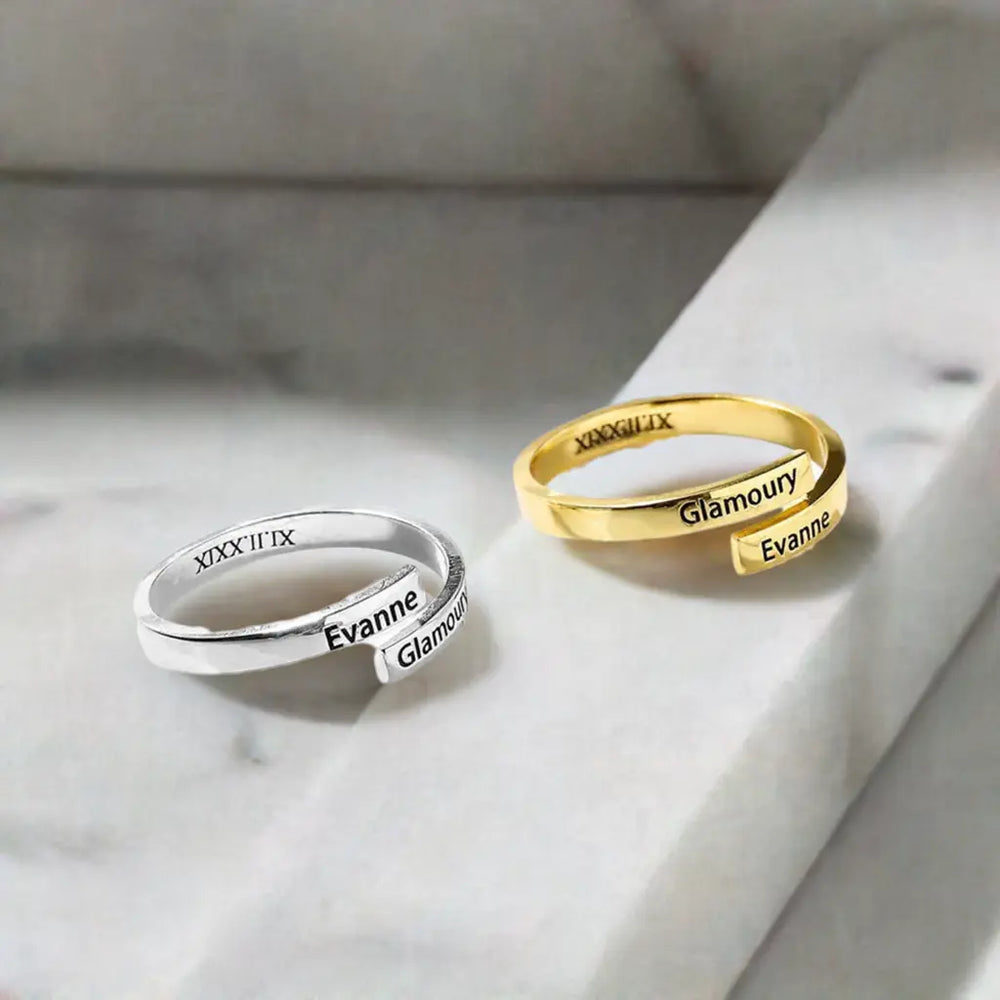 Full Silver 2-Name Ring - sterling silver ring Maiden-Art