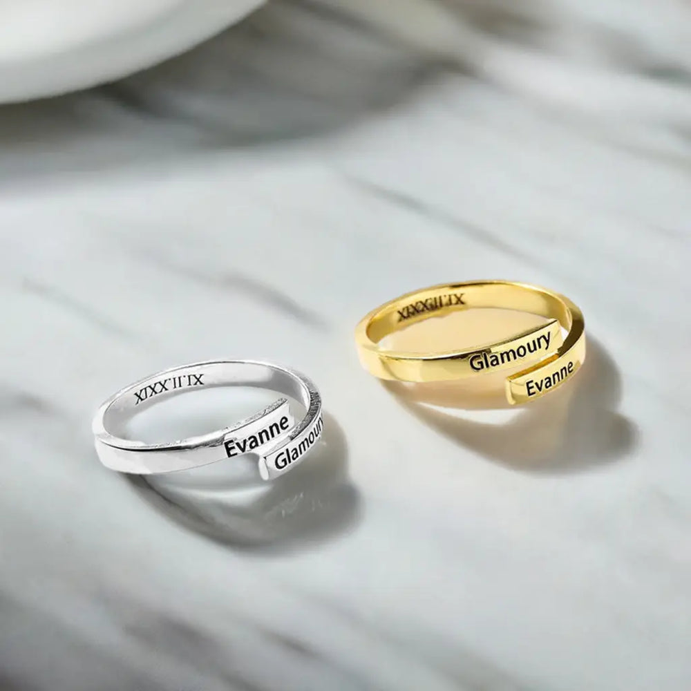 Full Silver 2-Name Ring - sterling silver ring Maiden-Art