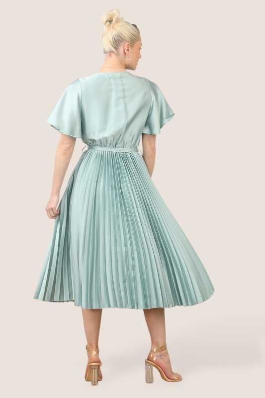 Grace Satin Pleated Midi Dress – Effortless Elegance for Every Occasion - Dresses - British D'sire