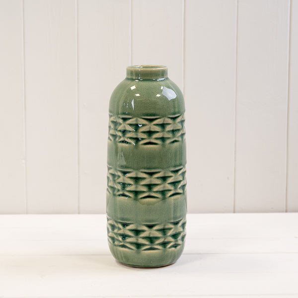 Green Ceramic Vase (25.5cm) BD7.5 x H25.5cm - Ceramic Vase - British D'sire