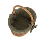 Green Tweed Lined Country Oval Wicker Shopping Basket - Shopping Baskets - British D'sire