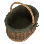 Green Tweed Lined Country Oval Wicker Shopping Basket - Shopping Baskets - British D'sire